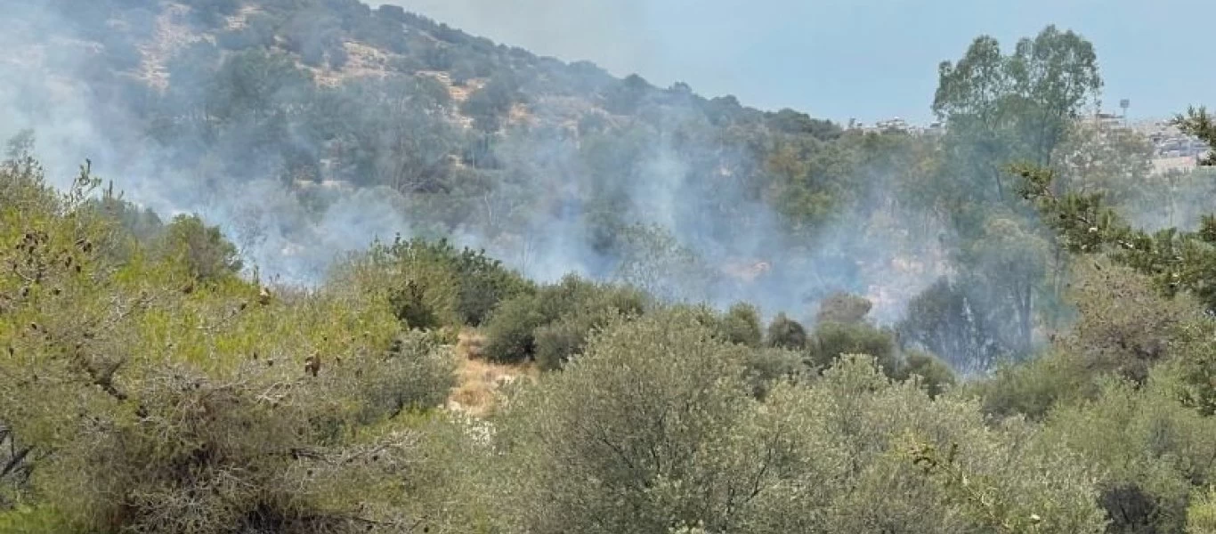 Υμηττός: Φωτιά σε κατοικημένη περιοχή στο ύψος της Αργυρούπολης (φώτο)